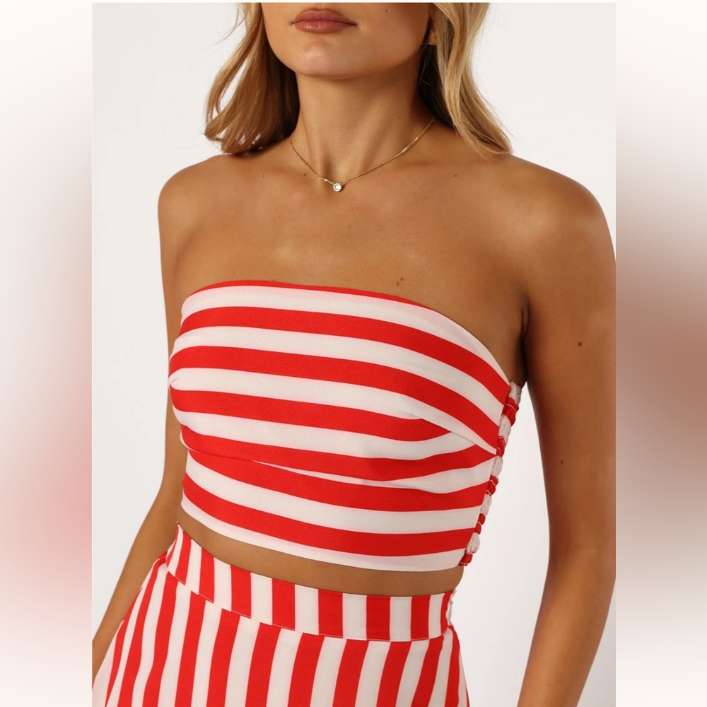 Petal and Pup Elijah Set - Red White Stripe Size M Two Piece Set - Picture 8 of 13